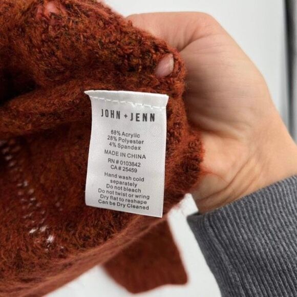 John+Jenn Women's Knit Crew Neck Long Sleeve Pullover Sweater Burst Orange Small - Picture 6 of 11